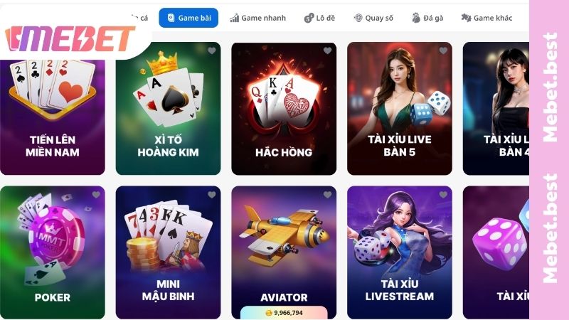 Bí kíp săn thưởng tại game bài MEBET