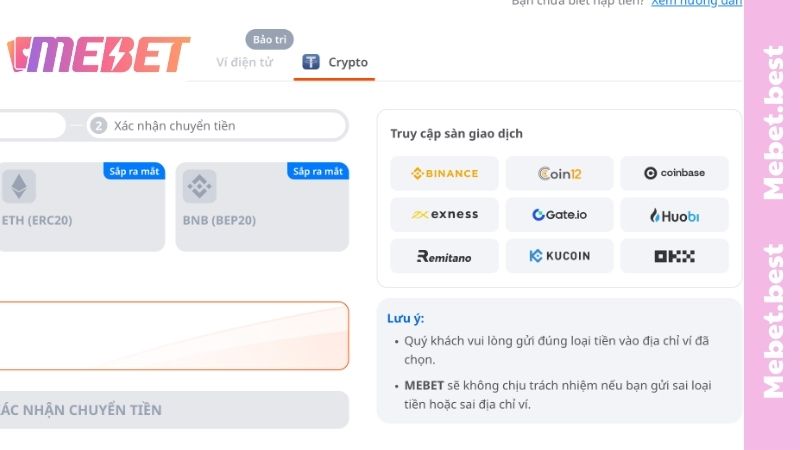 Các chương trình ưu đãi khi nạp tiền MEBET