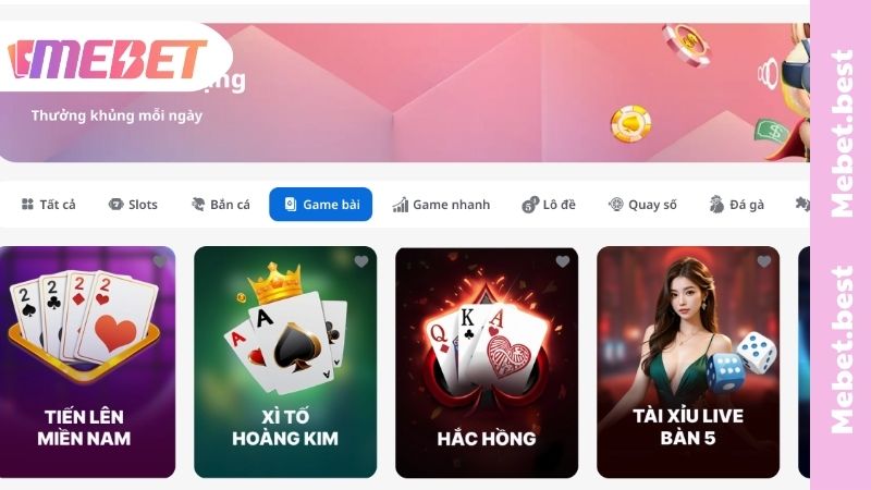 Game bài MEBET cam kết uy tín