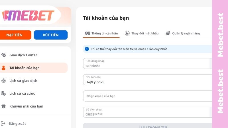 Rút Tiền MEBET - Quy Trình Rút Thưởng 4 Bước Và Bảo Mật Hướng dẫn các bước rút tiền MEBET qua các phương thức hiện có