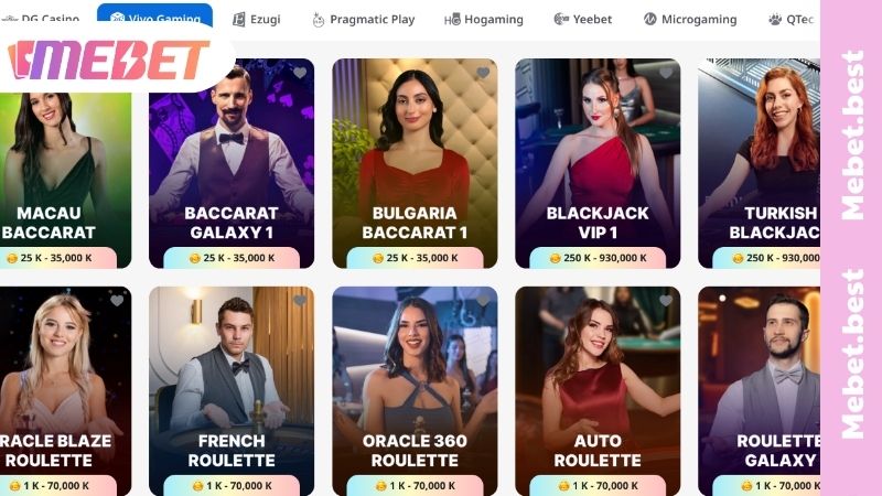 Những siêu phẩm tại live casino MEBET