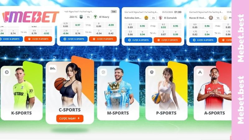 Thể thao MEBET có trải nghiệm đa dạng