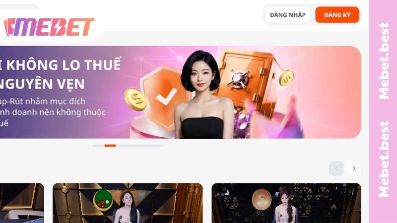 Truy cập vào trang chủ chính thức của nhà cái MEBET để tiến hành đăng nhập