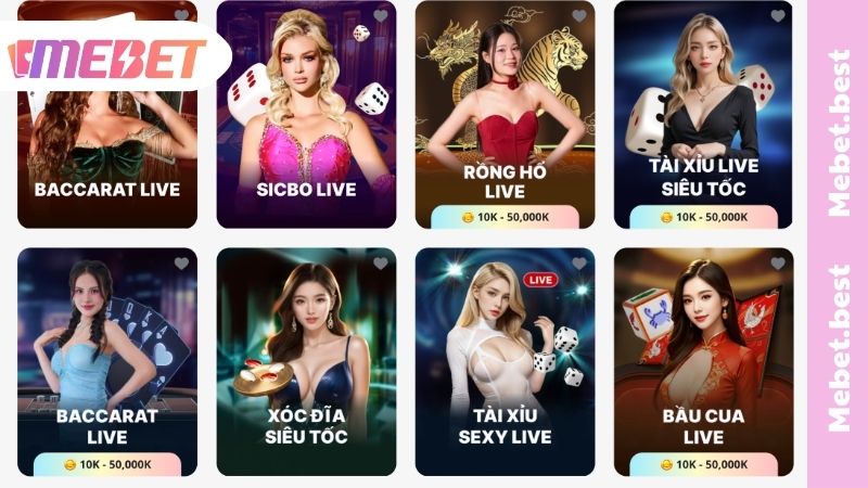 Ưu điểm live casino MEBET mang đến 